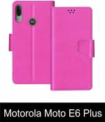 Sbms Motorola Moto E6 Plus Pink Artificial Leather Shock Proof Flip Cover