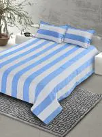 Saral Home Cotton King Size Bedsheet with 2 Pillow Covers (Blue 100