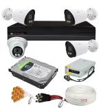 HONYMAN Cp Plus H.265, 2.4 Mp Guard+ Colorful View In Dark 4 Camera Combo Kit With (4Ch Dvr, 1 Dome 3 Bullet Cameras, 2Tb Hdd, Power Supply, 90Mtr Cable, Audio Mic & Connectors) Cctv Security Camera Set