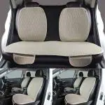 AIRCOMFORT Car seat Cover Protector Back Rest Support car seat mat Set Front and Back Cushion Sheet Non- Slip Interior Seats Cover- fit for Most Cars(Beige) (7 Piece's Set)