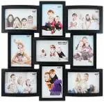 JaipurCrafts Premium Collage Photo Frame (Photo Size - 4 x 6, 9 Photos) (Full Black)
