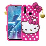 Clickaway Back Cover Vivo Y17 Soft Silicone 3D Cute Cat Printed Hello Kitty Vivo Y17 (Pink)