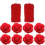 Shraddha Creation Rose Pillar And Floating Rose Wax Scented Candle (Pack Of 10)