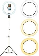 Webilla 10 Ring Light With Tripod Stand - Phone Holders, 3 Lighting, Selfie Circle Led Lights Ringlight