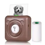 PeriPage Mini Printer Stickers Photo Printer Thermal Self-Adhesive Label Maker Printer Mini Portable Printer for Phone Mobile Photos, Label, Memo, Receipt, Printing (Brown)