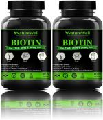 Naturewell Biotin Maximum Strength For Hair Skin And Nails-10000 Mcg Ultra, 60 Capsules Each (Pack Of 2)