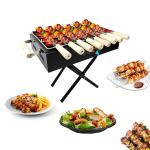 KGF KGSTAD08 Black Cast Iron Barbeque Charcoal Grill with 8 Skewers and Tong 45 cm x 25 cm x 44 cm