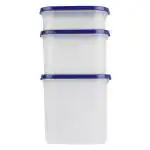 Cutting Edge Modular Kitchen Storage Container with Anti-Microbial Lid Oval Set for Flour, Cereals, Snacks, Stackable, BPA Free, Modular, Set of 3, Navy Blue (525mlx1,1200mlx1,1800mlx1)