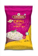 CROWN Opal Super Quality Long Grain, Gluten Free, Double Polished, 100% Natural Basmati Rice, 5 KG