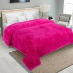 Yati Gallerie Pink Polyester Floral Double Mink Blanket
