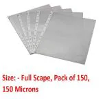 SVS Full Scape Legal Transparent Document Sleeves, Leaf Clear Certificates/Waterproof Sheet Protectors 11 Holes Punched Plastic Files Folder (150 Micron) - Pack of 50