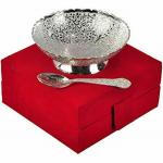 JR Handicrafts World German Silver Single Bowl With Royal Velvet Box (Pack Of 2)