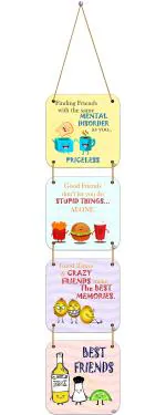 Indianara Set of 4 Friendship Quotes Wall Hanging Plaques (1165WH) (5.5 inch X 5.5 inch, Multicolor)
