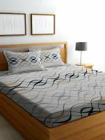 JDX Bedsheet | Premium Glace Cotton Elastic Fitted Bedsheet with Modern Abstract Print | Size: Double Bed (72