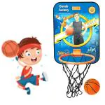 Buyab Factory Basket Ball for Kids Toys for Boys and Girls Kids Basketball Portable Set with Hanging Board, Ring Net, Ball Indoor and Outdoor Games