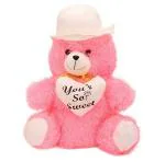 LVS TOYS Pink in White Cap Soft Toy for Kids, Girls & Children Gifting Playing Teddy Bear Loveable & Huggable in Size of 30 cm Long