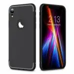 MONKISH Apple iPhone XR, 10R Black Rubber Soft Silicone with Anti Dust Plug Shockproof Slim Back Case Cover|Mobile Cover|Mobile case|Flip cover