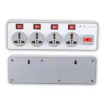 MYZK 4 Way Strip with Individual Switch (240V Multipurpose) |6A 4 Way Extension Board |3M Cord Length | 4 Universal Sockets