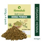 Henna Hub Organic mehandi Powder for Repair Damaged Hair 100g x 4 pack