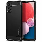 Spigen Rugged Armor Matte Black Thermoplastic Polyurethane Back Cover Compatible with Samsung Galaxy A13 LTE, 9 x 5 x 3 cm