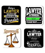 Whats Your Kick Lawyer Lawyer in Progress Please Wait Quotes Printed Set of 4 Coaster With Metal Stand