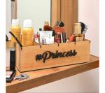 Makeup Box Desk Organizer for Girls makeup storage box & unique gifts for girls 4 compartment cosmetic organizer (Brush Nail polish Lipsticks) (Eco Friendly Plastic Free) (Princess (Bamboo) ) 30.48 x 8.89 x 8.89 cm; 320 Grams