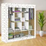 BE MODERN 12 Shelves Dog print Carbon Steel Collapsible Wardrobe (Finish Color -31_BEIGE, DIY(Do-It-Yourself))