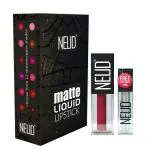 NEUD Matte Liquid Lipstick Peachy Pink Smudge Proof 12-hour Stay Formula with Free Lip Gloss-1 pack