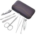 MISTY ALLE Manicure Set 7 in 1 Stainless Steel Professional Manicure Kit Nail Scissors Grooming Kit with Leather Travel Case