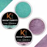 KINDED Sea Green and Pinkish Purple Powder Loose Shimmer Glitter Eyeshadow for Women - Pack of 2, Each Pack 3 g