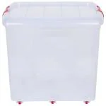 Aristo Multipurpose Plastic Rectangular Storage Container Box with Lid, Lock, Wheel and Handle / Stackble 70000ml Toy Box (Transparent / Pack of 1)