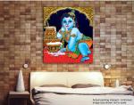 Tamatina Multicolor Tanjore Little Krishna Thanjavur Canvas Painting - 23X19 Inch
