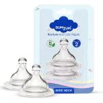 BUMTUM Nurture Anti Colic Teat/Nipple For Wide Neck Bottle |2pcs- Large Size |Bottle Nipple For baby, 6m+ | Soft & Flexible Silicone| Leak Proof, Bpa Free