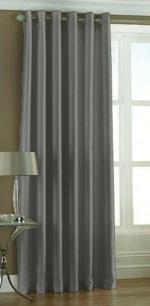 Parda Online Grey Long Crush Solid Eyelet Plain Window Curtain 9ft, (Pack of 2)