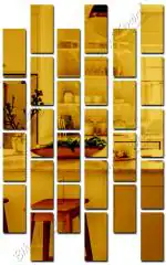 Bikri Kendra - 30 Rectangle Golden Mirror Stickers for Wall, Acrylic Mirror Wall Decor Sticker, Wall Mirror Stickers, Acrylic Stickers, Wall Stickers for Hall Room, Bed Room, Kitchen.