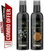Desi Crew Jojoba and Fenugreek Oil Cold Pressed for Skin, Body and Hair Care 100 ml Each