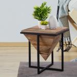 Metalsmith Brown Wooden Side Table With Metal Stand For Home, Kitchen And Office (Medium, Pack Of 1)