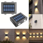 TALLIN Solar Wall Light Exterior Porch Lights Fence Fixture Deck Patio Decor 4 LED Light