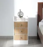 Kawachi Multipurpose Sofa Side Table Bedside Table, 3 Drawers Bedside Cabinet Bed Side Table