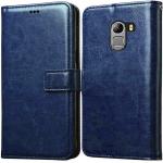 Tingtong Premium Leather Kickstand Wallet Flip Case Cover with Magnetic Closure for Lenovo K4 Note - Blue
