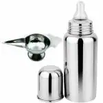 PGD Plain Silver Stainless Steel Baby Feeding Bottle (0-24 months) - 200 ml