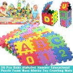 A-Z Alphabet Mat and 0-9 Numbers Mat Puzzle Foam Mat for Kids 3D Puzzle Games Cubes Toys Learning Alphabet and Number Mat for Kids 36 Pieces Puzzle Foam Eva Mat