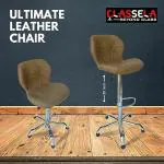 CLASSELA Benton Swivel High Counter Bar Stool Without Armrest & Square Back Leather Cushion, Height Adjustable Bar Chair for Kitchen
