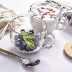 GRETZOMALL Glass Soup Bowl Cup Coffee Mugs Heat Resistant Large Clear Mug with Handle for Milk Latte Cappuccinos Tea Bag Beverage 450ML (PACK of 2)