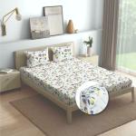 Wakefit Bedsheet for King Size, Bedsheet King Size Bed Cotton, Elastic Fitted Bedsheets King Size, 200 TC 100% Cotton with 2 Pillow Covers (Elastic Fitted Sheet 72x70: Oasis Rosa)