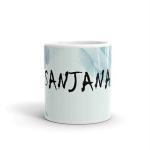 Rish Sanjana Name Theme Printed Light Blue Ceramic Coffee Mug, 350 Ml