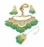 Bella Store Green Brass Handmade Kundan Meenakari Chokar Necklace Necklace for Women