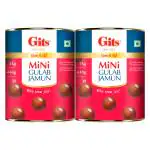 Gits Open & Eat MiNi Gulab Jamun, 30 Pieces Per Can, Mouth-Watering Indian Mithai, 2Kg (Pack of 2 x 1Kg Each)