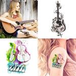 Ordershock Waterproof Music Instruments Guitar and Piano Temporary Body Tattoo (Pack of 2)