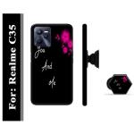 Mobi Elite Love You and Me Quote Printed Hard Back Case Cover with Mobile Holder, Pop holder, Pop socket for Realme C35